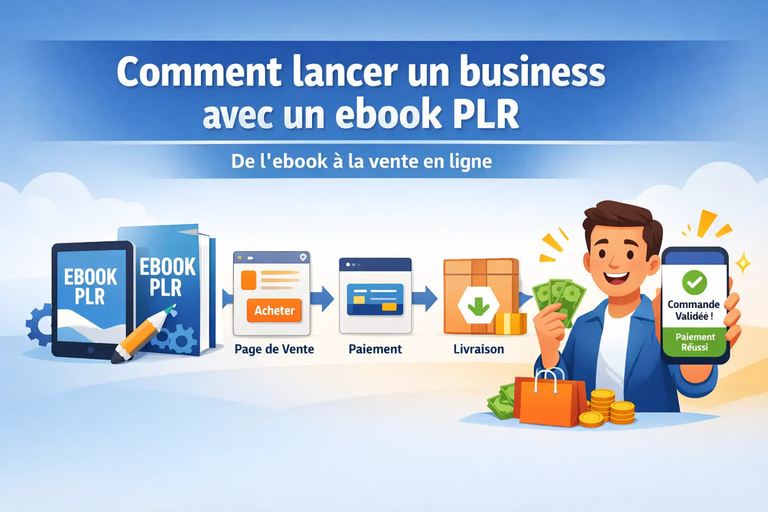 Illustration expliquant comment vendre un ebook PLR