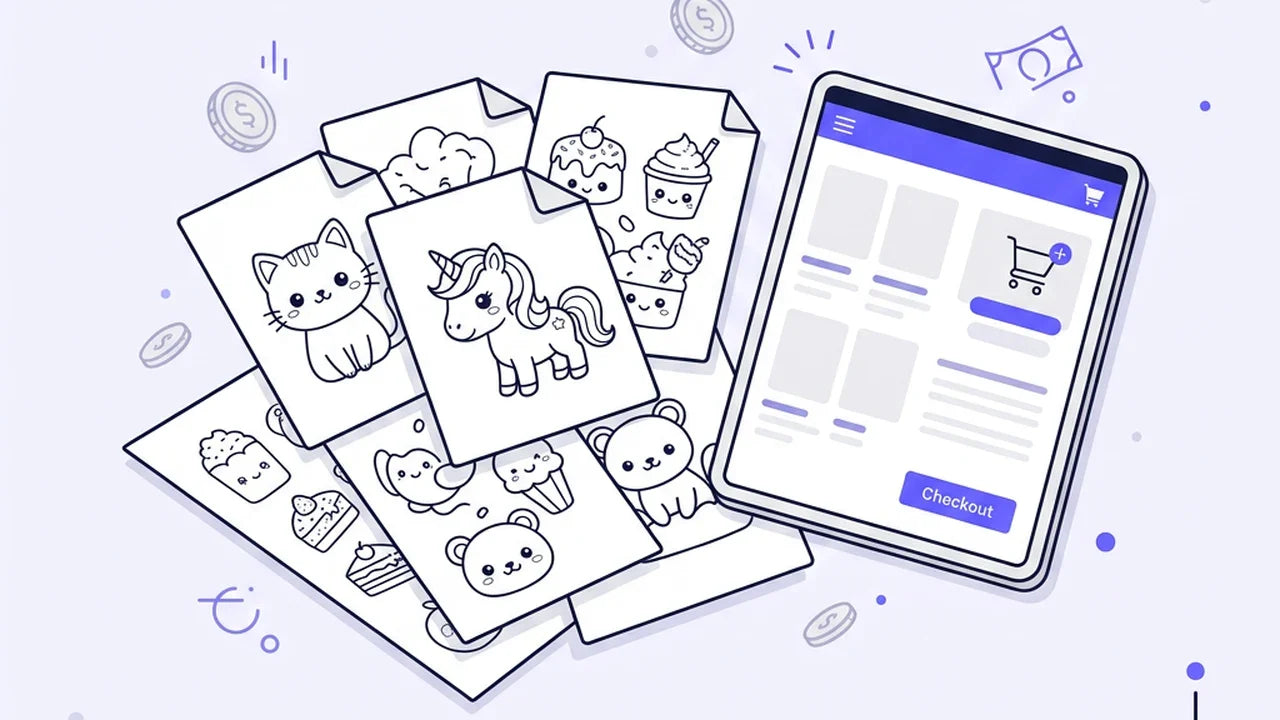Vendre des coloriages en ligne avec des fichiers PLR kawaii