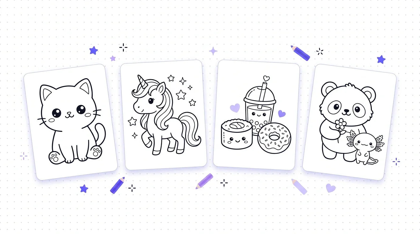 Coloriages Kawaii PLR à imprimer