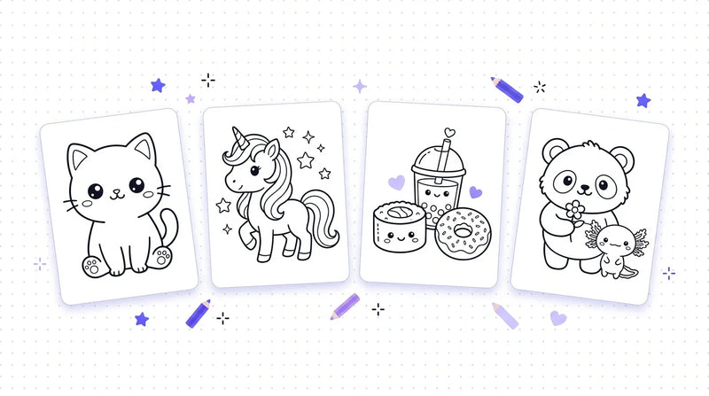 Coloriages Kawaii PLR à imprimer