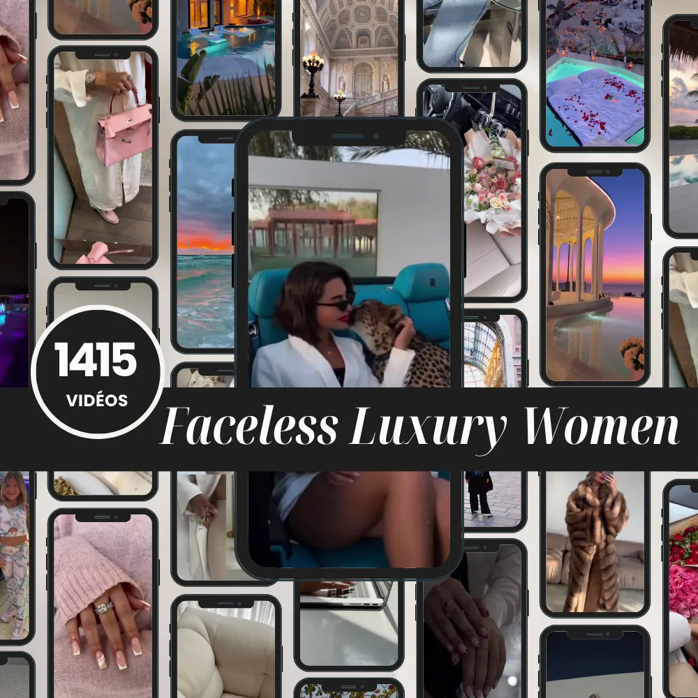 1415 videos PLR faceless Luxury women femme de luxe pour votre contenu digital PLR Marque blanche contenu revendable
