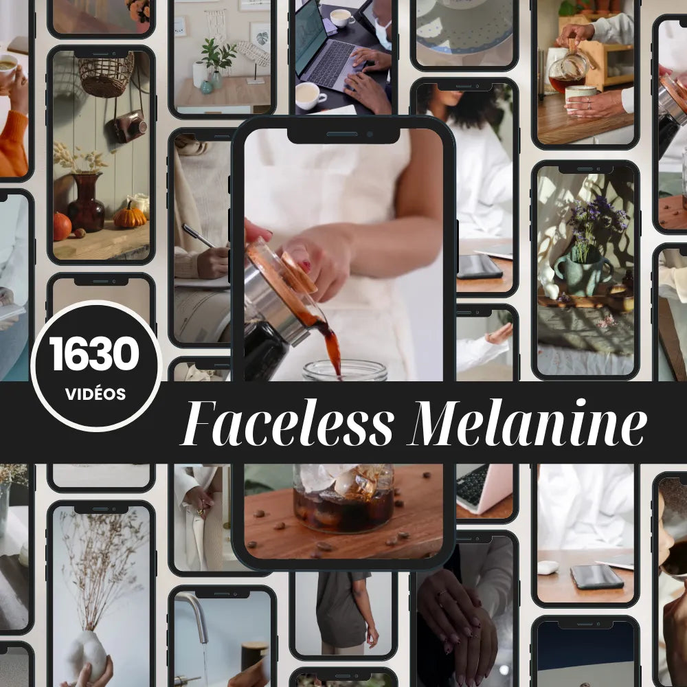 1630 vidéos PLR faceless melanine pour votre contenu digital PLR Marque blanche contenu revendable