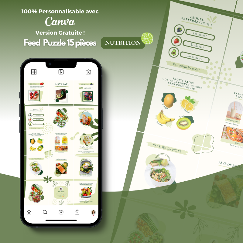 Templates PLR Instagram - Nutrition Puzzle (15 pièces à revendre)