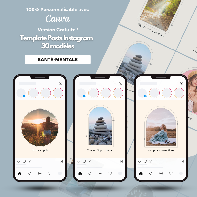 Templates PLR Instagram Santé Mentale (30 posts à revendre)