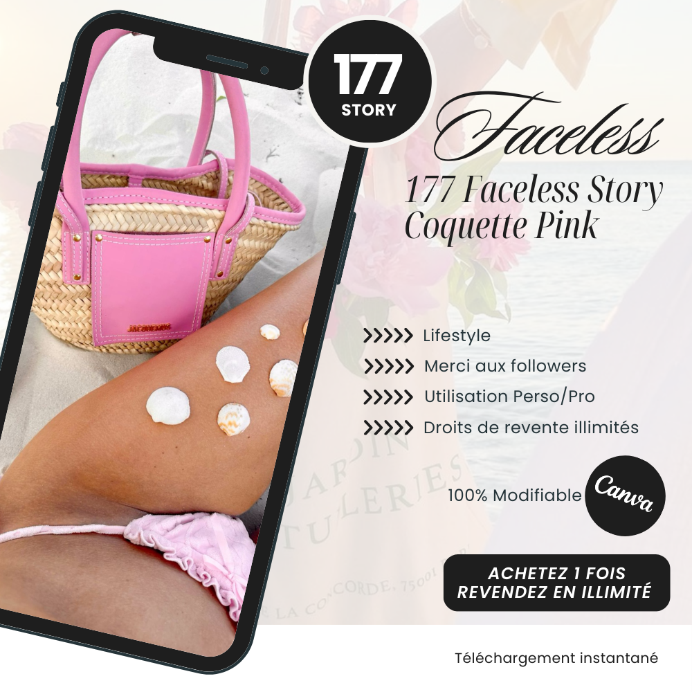 177 Faceless Story Coquette Pink - Stories Lifestyle Canva PLR