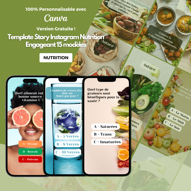 Templates PLR Instagram Stories Nutrition (15 modèles à revendre)