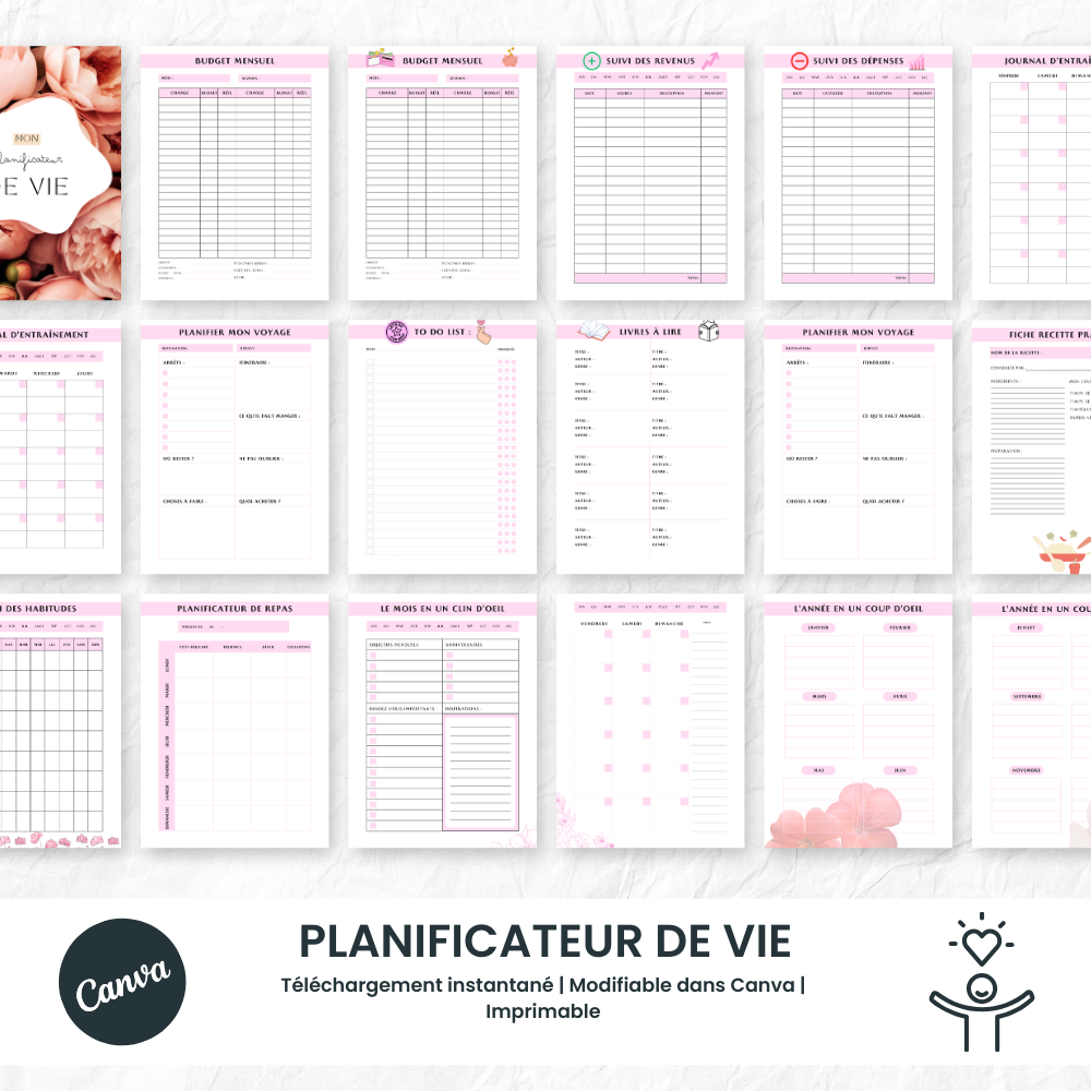 Planner pack to organize and structure your daily life