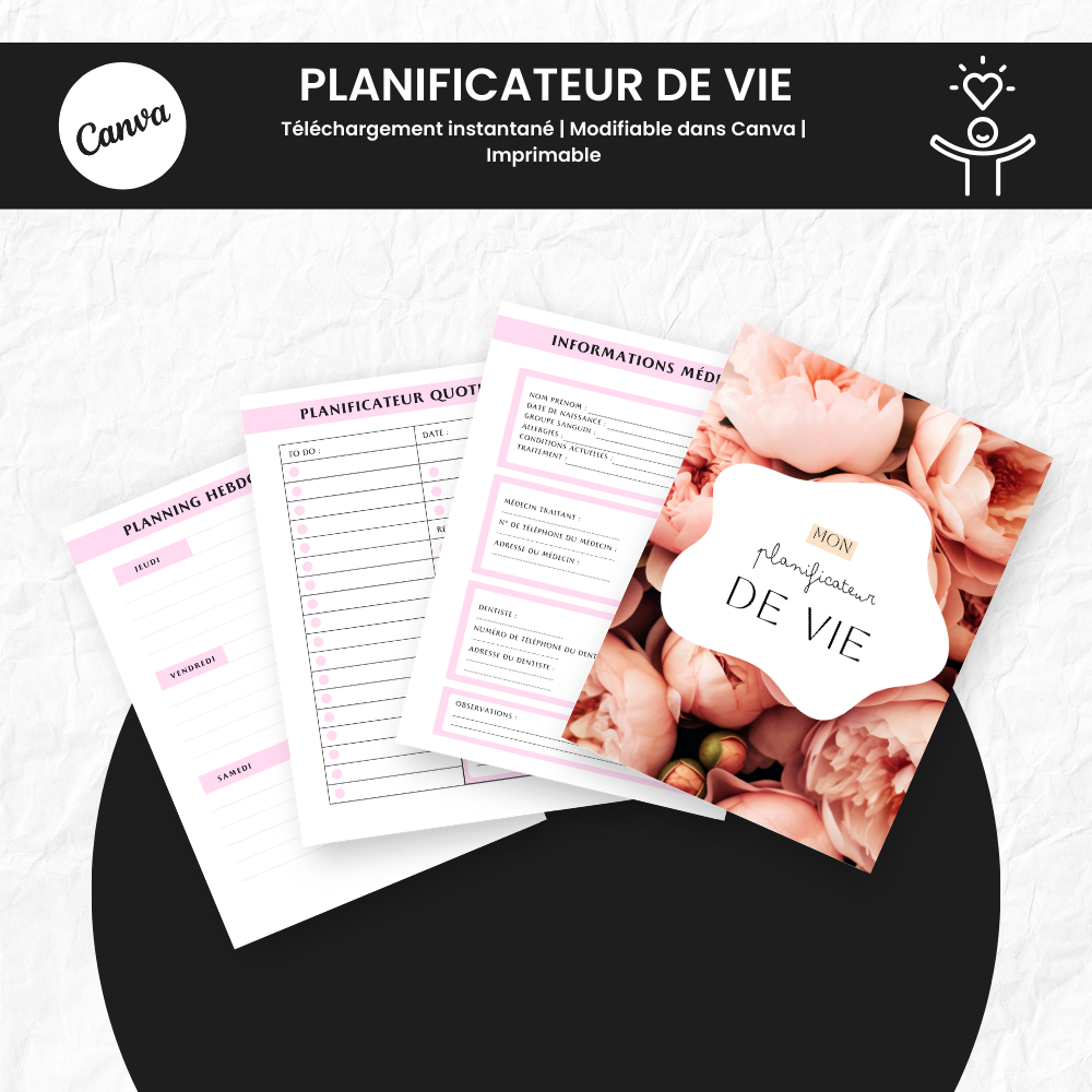 Planner pack to organize and structure your daily life