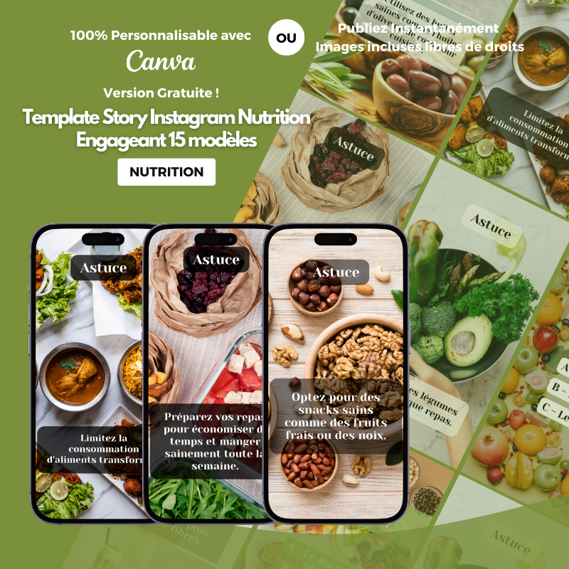 Templates PLR Instagram Stories Nutrition (15 modèles à revendre)