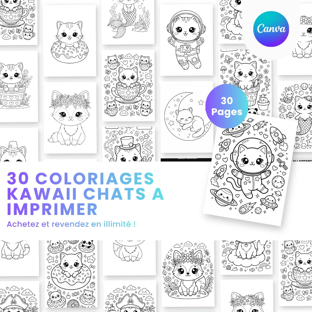 Coloriage Chat Kawaii : 30 designs à imprimer - Captivateur