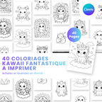 Coloriage Kawaii Licorne & Dragon — 40 designs PLR à imprimer