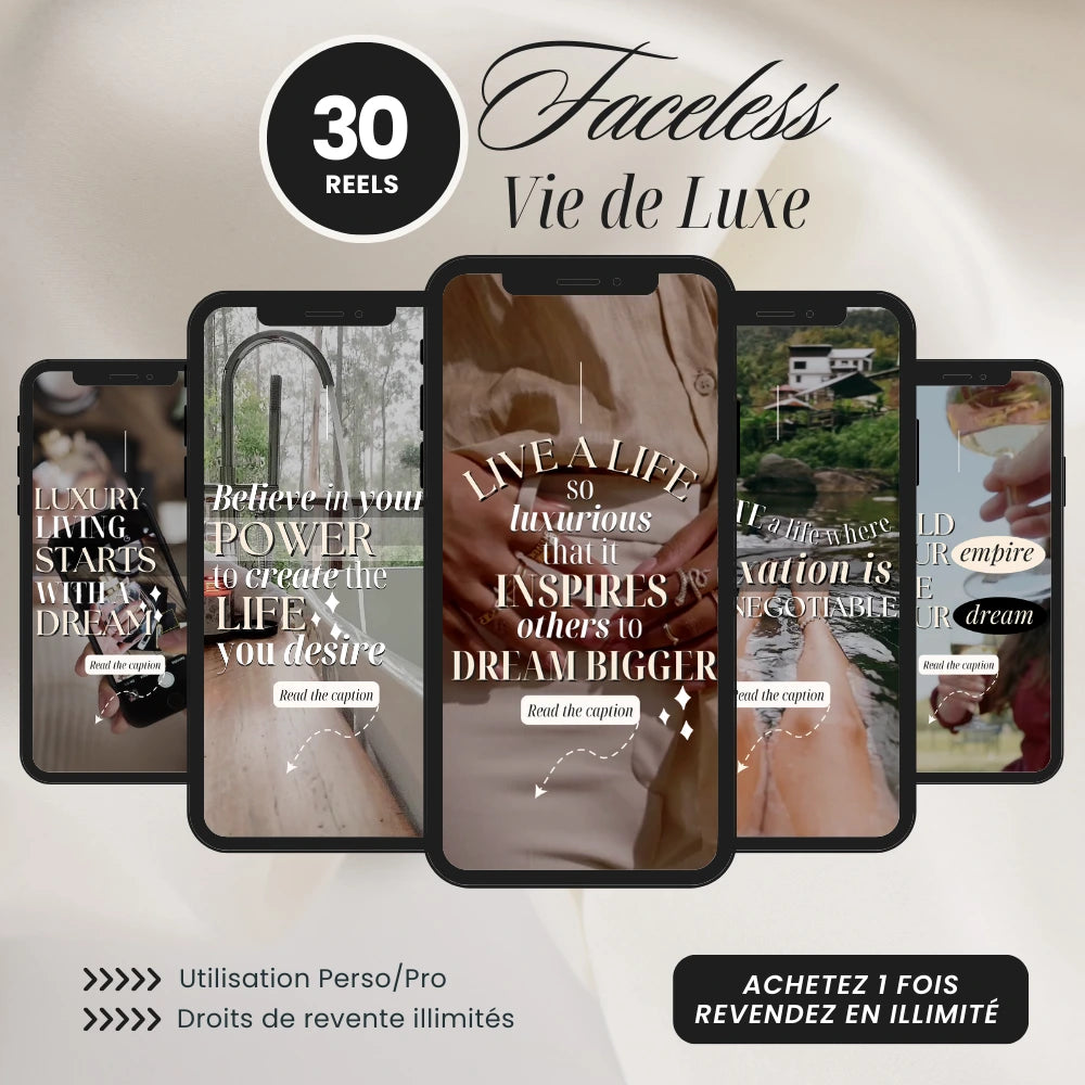 30 Reels Faceless Vie de Luxe PLR - Captivateur