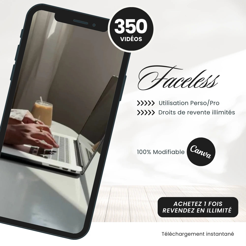 350 Vidéos Faceless PLR - Prêtes à personnaliser et revendre - Captivateur