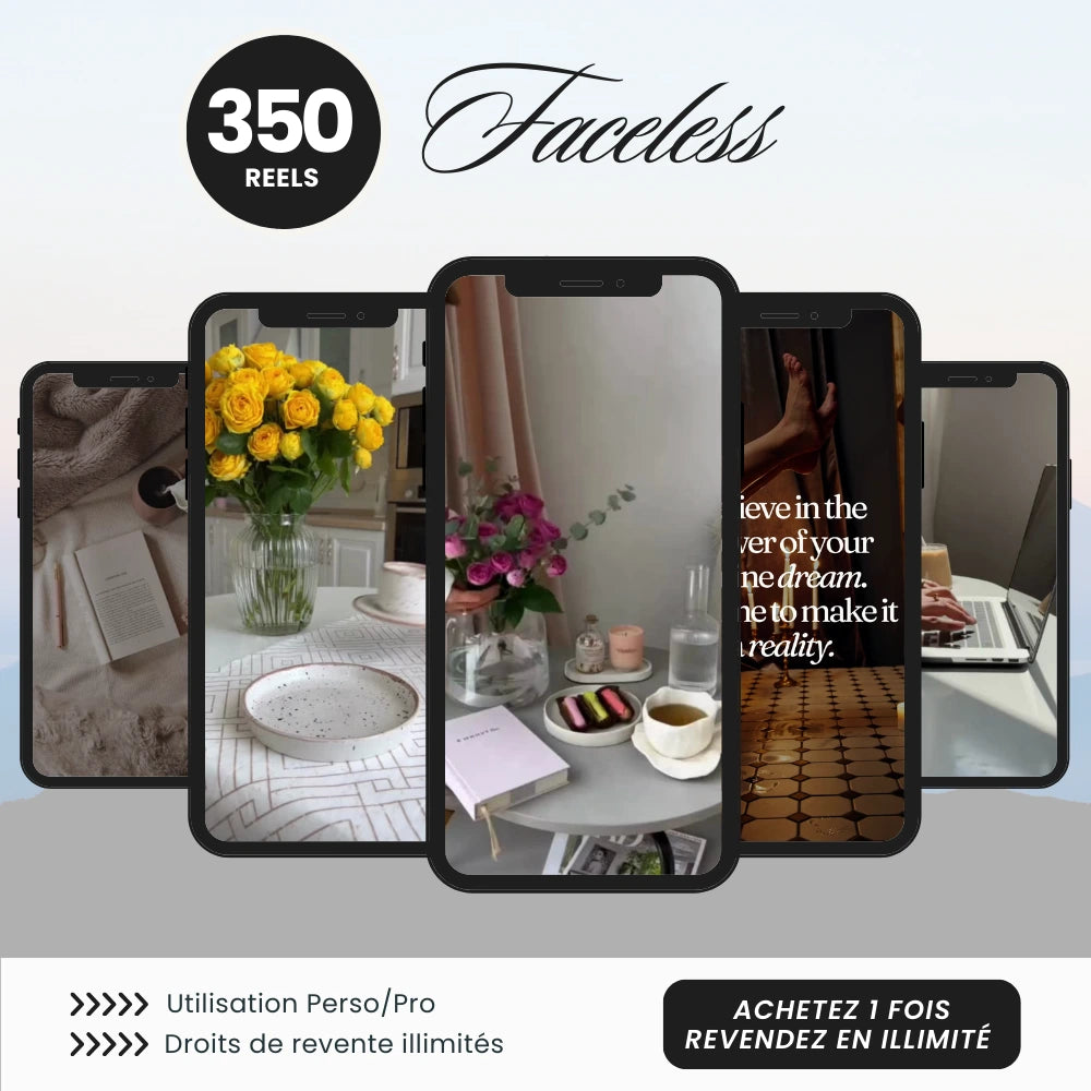 350 Vidéos Faceless PLR - Prêtes à personnaliser et revendre - Captivateur