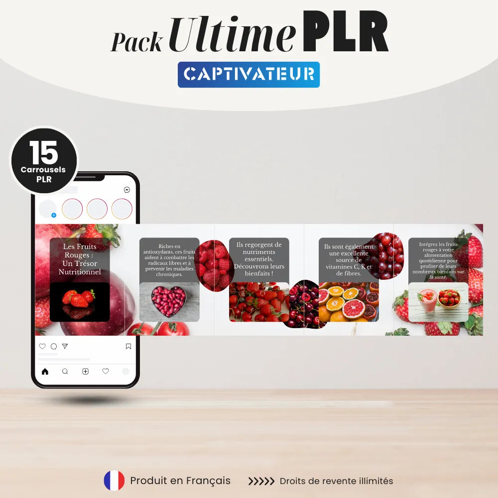  135 Templates carrousel Carré pour Instagram et Facebook PLR Marque blanche contenu revendable