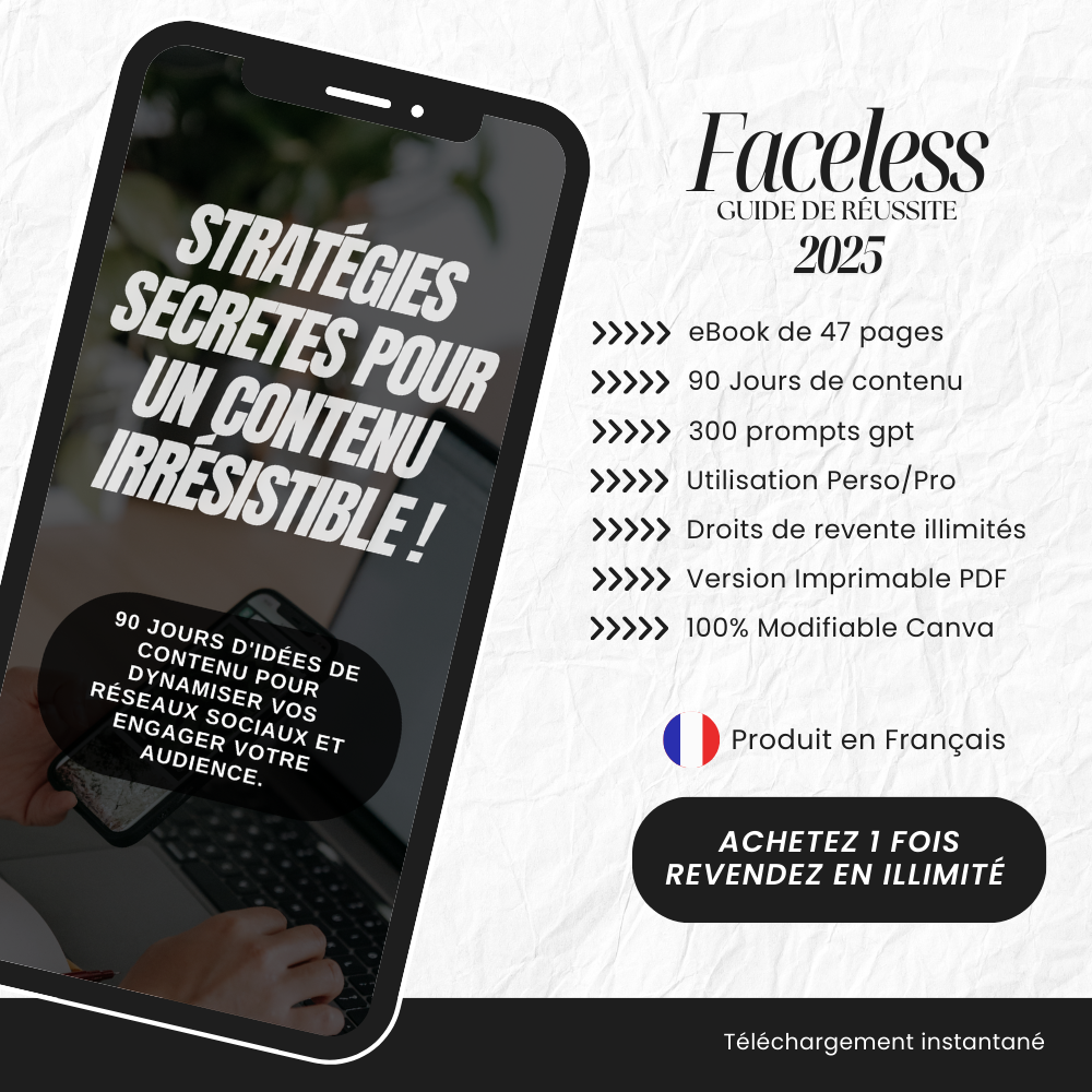 Faceless Homme Stratégies Secrètes 2025 PLR - eBook Canva (À Revendre)