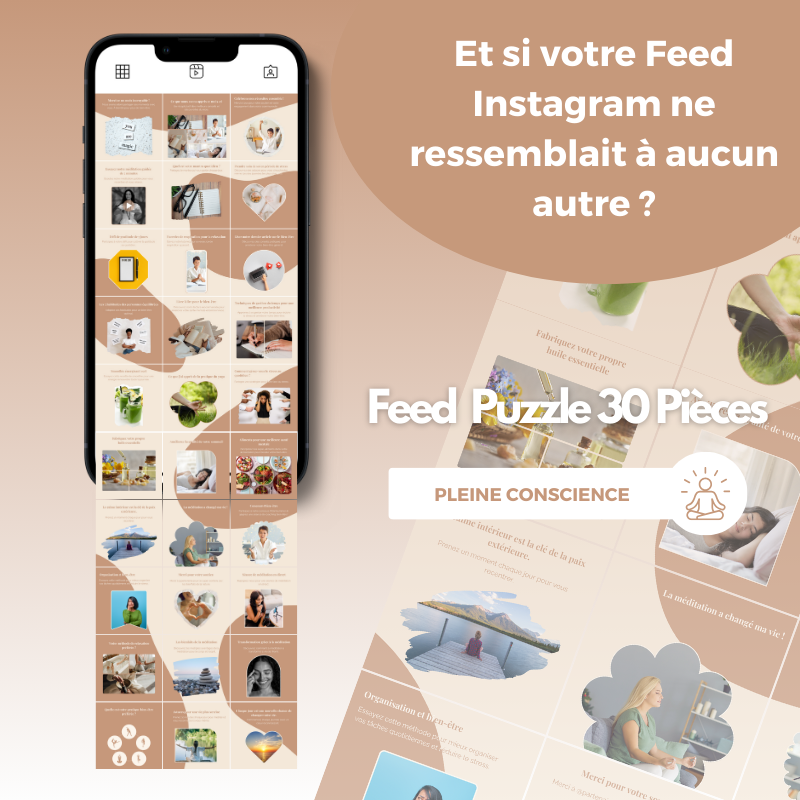 Templates PLR Instagram - Pleine Conscience Puzzle Marron Beige (30 pièces à revendre)