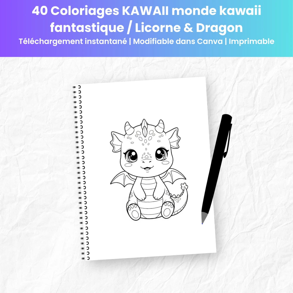 Coloriage Kawaii Licorne & Dragon : 40 designs à imprimer - Captivateur