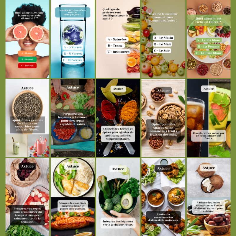 Templates PLR Instagram Stories Nutrition (15 modèles à revendre)