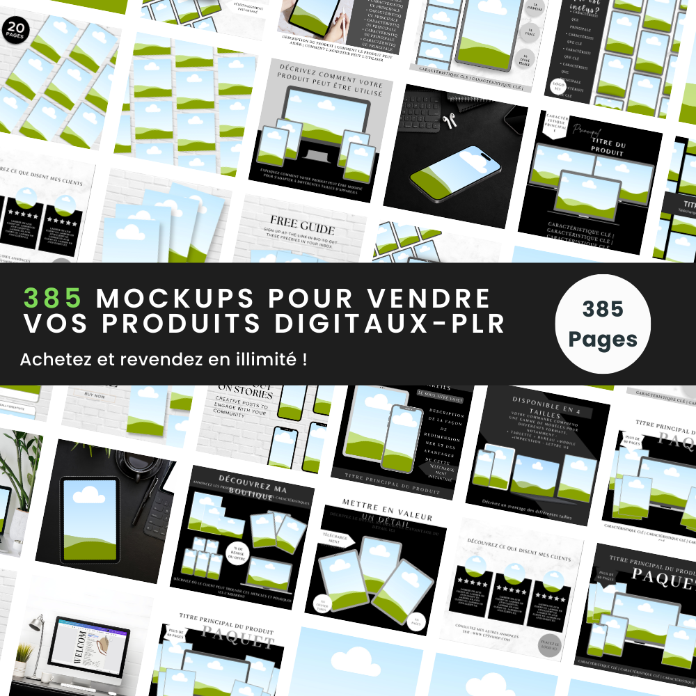 Mockups produits numériques PLR à modifier avec Canva