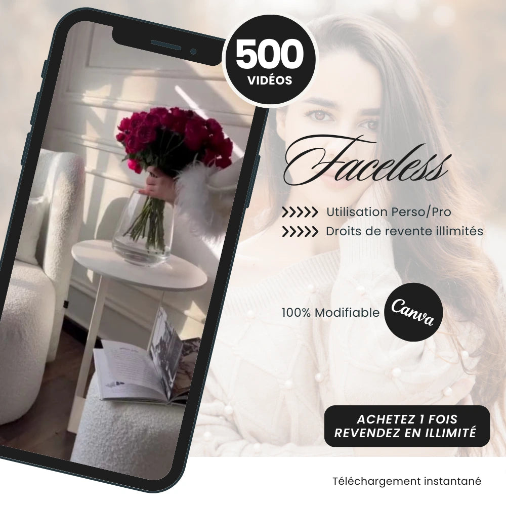 500 Vidéos Faceless PLR éditables et prêtes à revendre - Captivateur