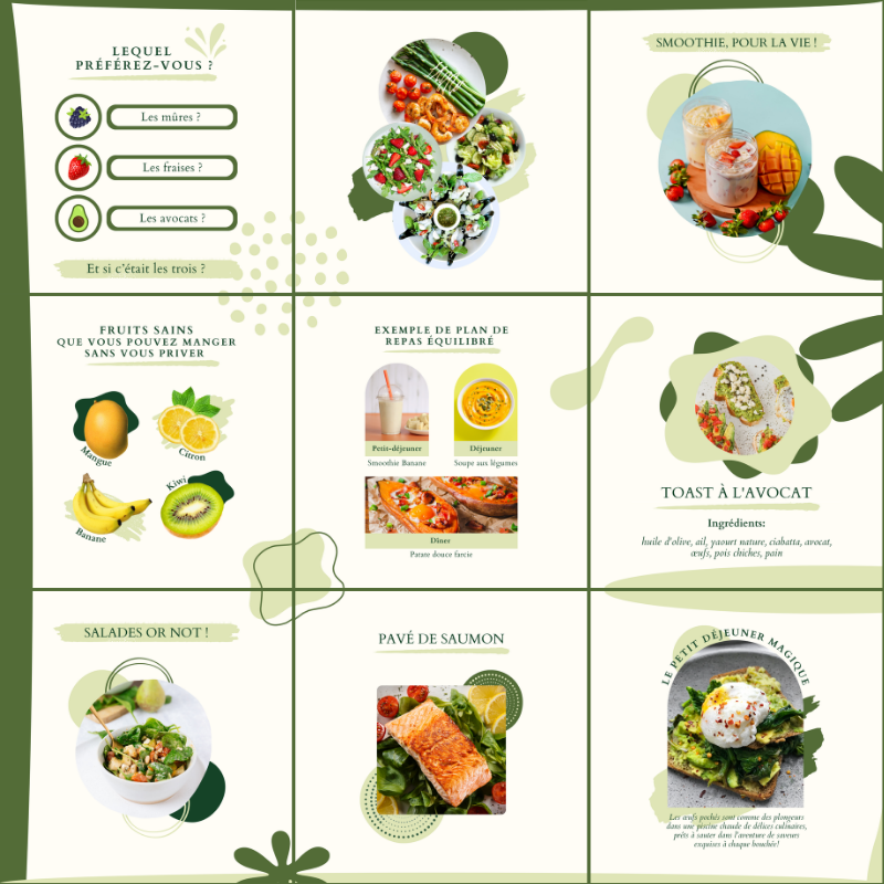 Templates PLR Instagram - Nutrition Puzzle (15 pièces à revendre)