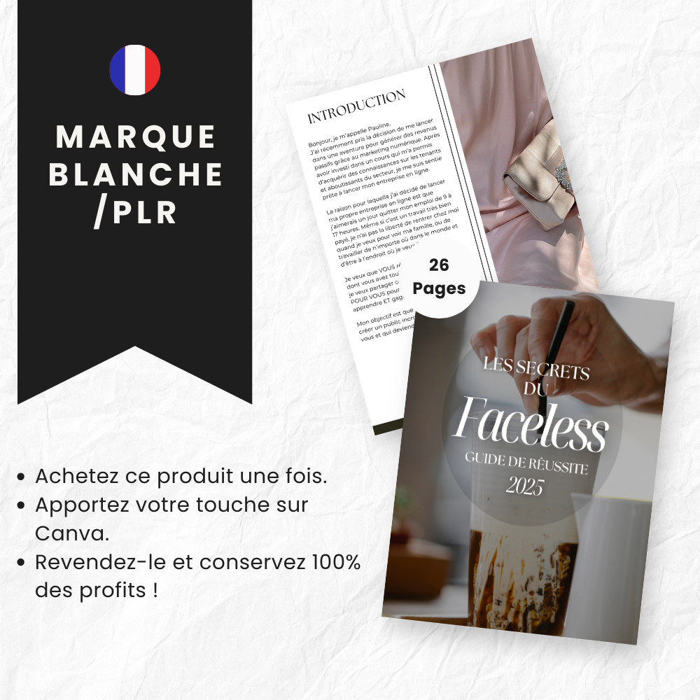 Les Secrets de Faceless 2025 PLR - eBook Canva (À Revendre)