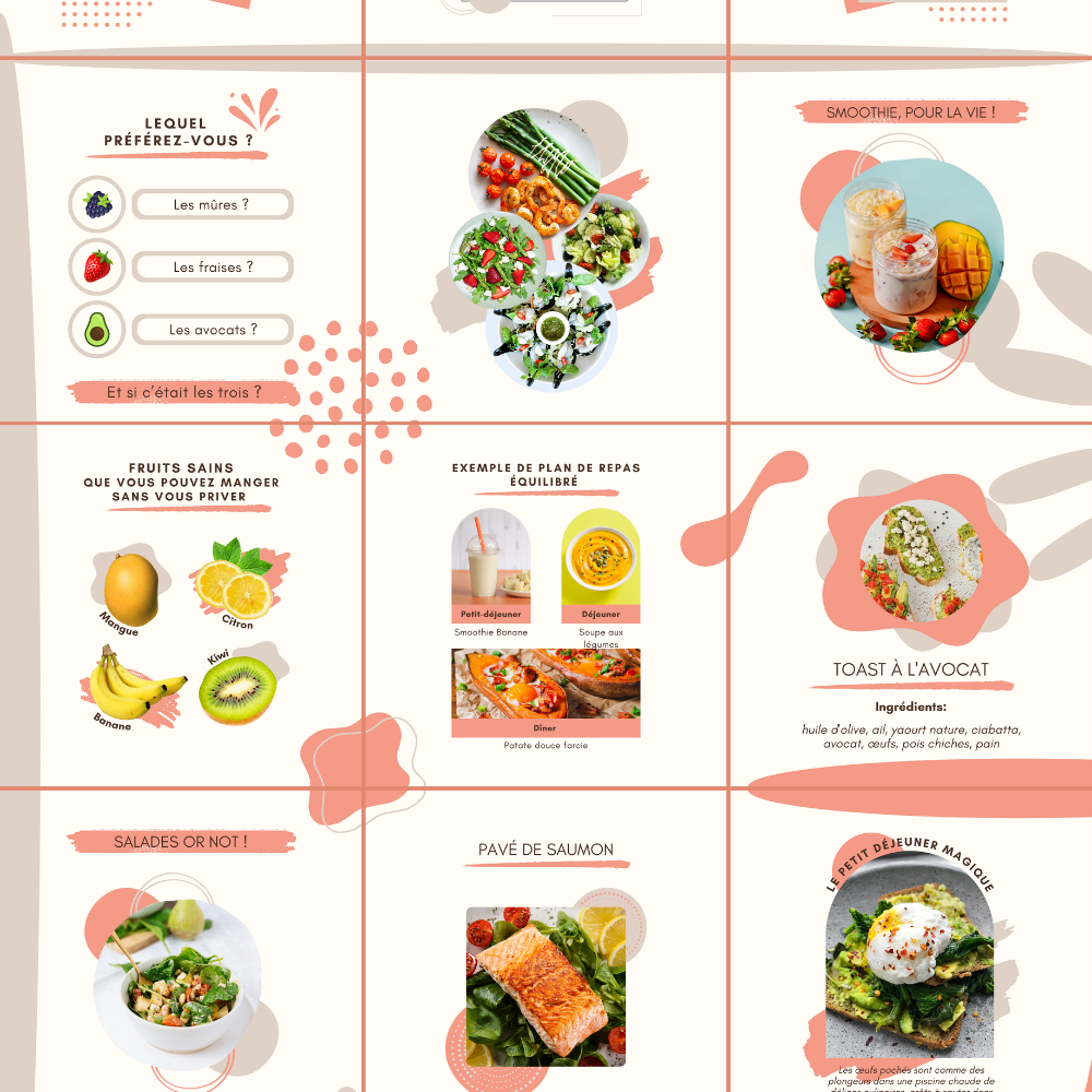 Templates PLR Instagram - Nutrition Puzzle Rose (15 pièces à revendre)