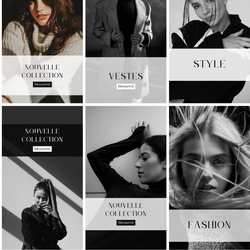 Templates PLR Instagram Stories Mode Noir et Blanc (10 modèles à revendre)