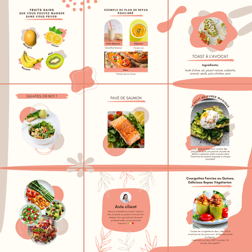 Templates PLR Instagram - Nutrition Puzzle Rose (15 pièces à revendre)