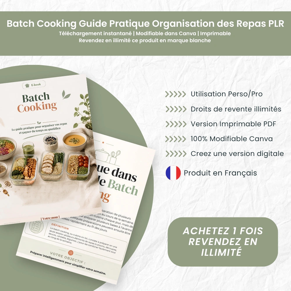 Batch Cooking Guide Pratique PLR couverture produit
