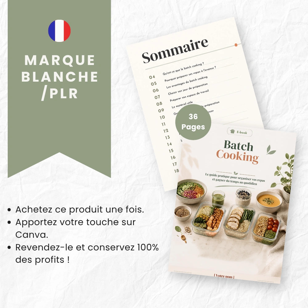 Batch Cooking ebook PLR mockup numerique tablette et smartphone