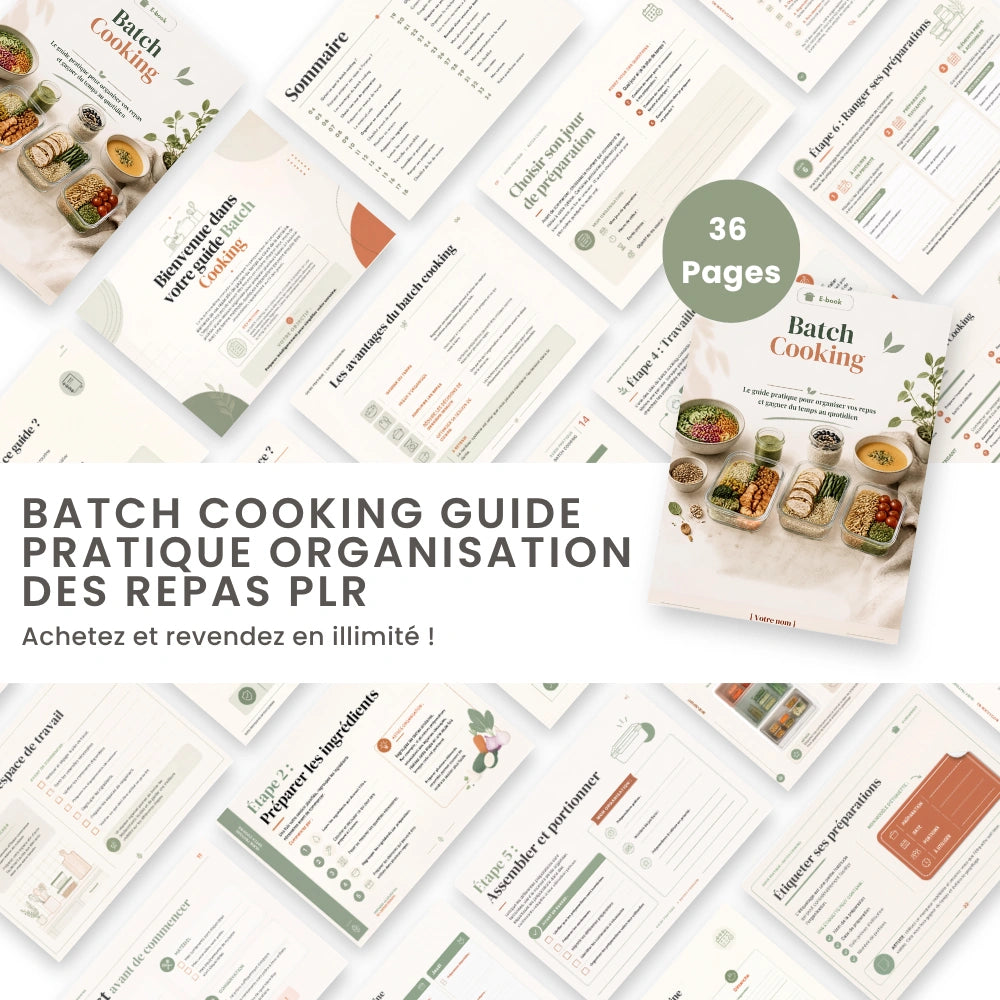 Batch Cooking guide PLR collage pages interieures organisation des repas