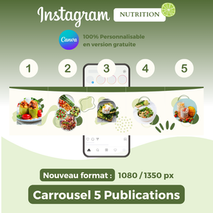 Templates PLR Instagram - Nutrition Vert (5 posts à revendre)