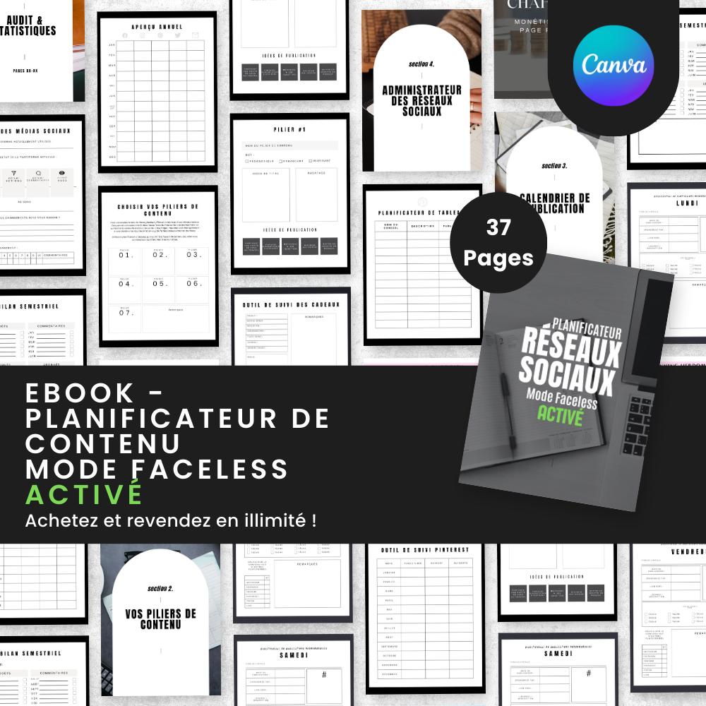 Planificateur Faceless PLR pour organiser votre contenu digital - Captivateur