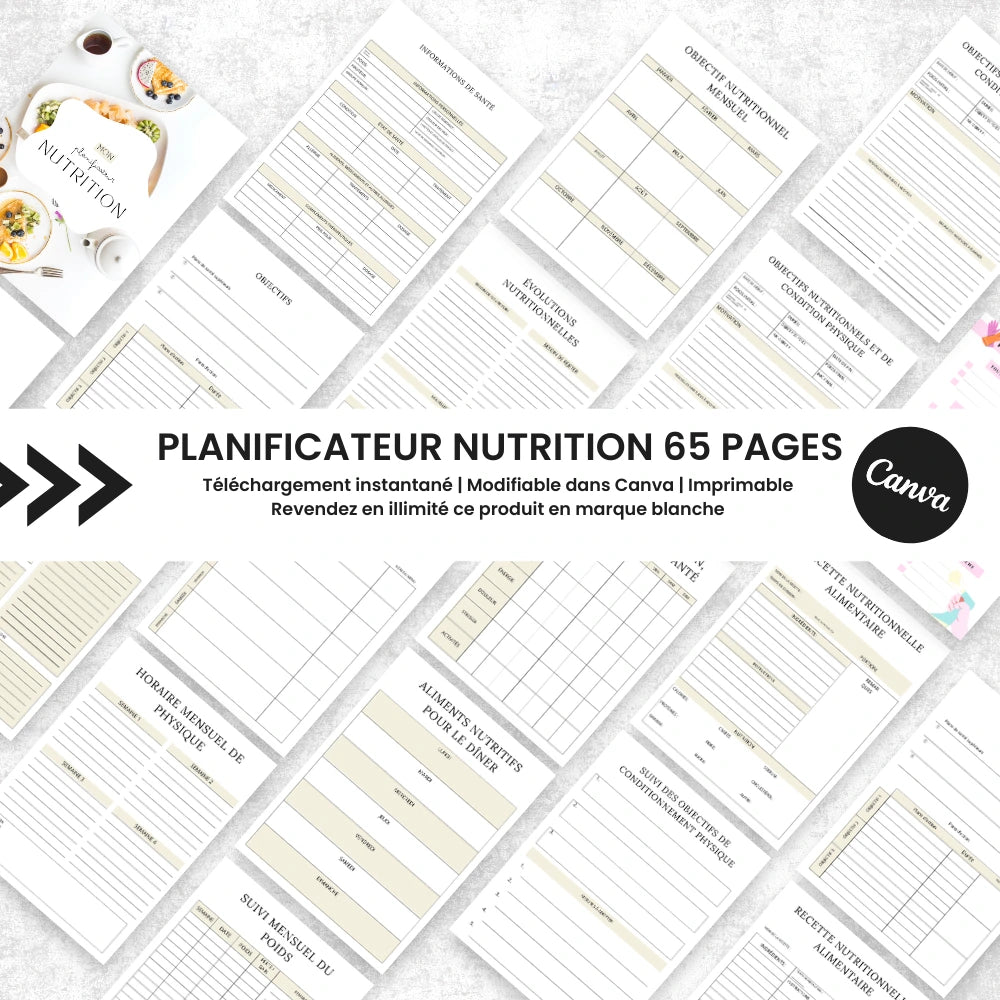 Planificateur Nutrition PLR à utiliser ou revendre sous votre marque - Captivateur