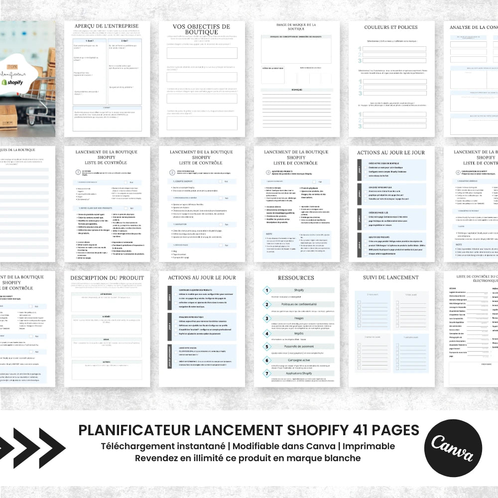 Planificateur Shopify PLR pour réussir le lancement de votre boutique - Captivateur