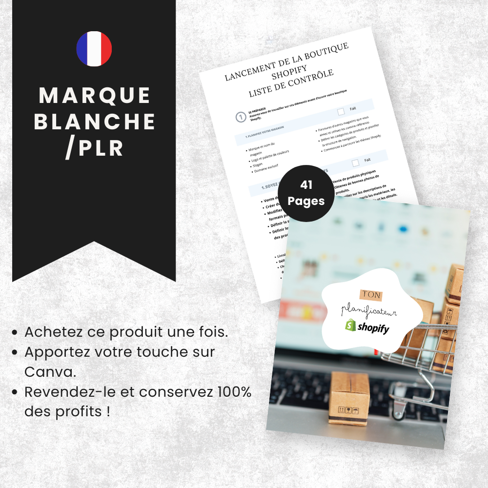 Planificateur Shopify PLR pour réussir le lancement de votre boutique - Captivateur