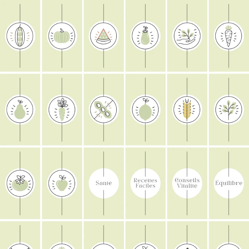 Templates PLR Icônes Story Instagram Nutrition Vert Clair (30 Modèles à Revendre) - Captivateur