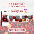 Templates PLR Instagram Carrousel Nutrition - Fruits Rouges (5 Posts à Revendre) - Captivateur