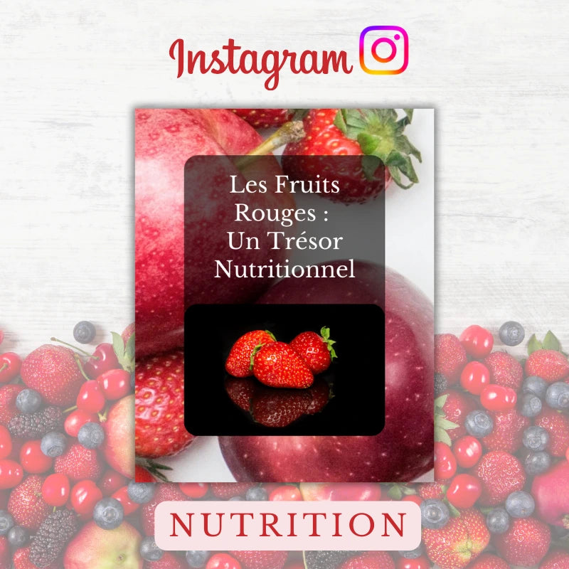 Templates PLR Instagram Carrousel Nutrition - Fruits Rouges (5 Posts à Revendre) - Captivateur