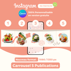 Templates PLR Instagram Nutrition - Carrousel Rose (5 Posts à Revendre) - Captivateur