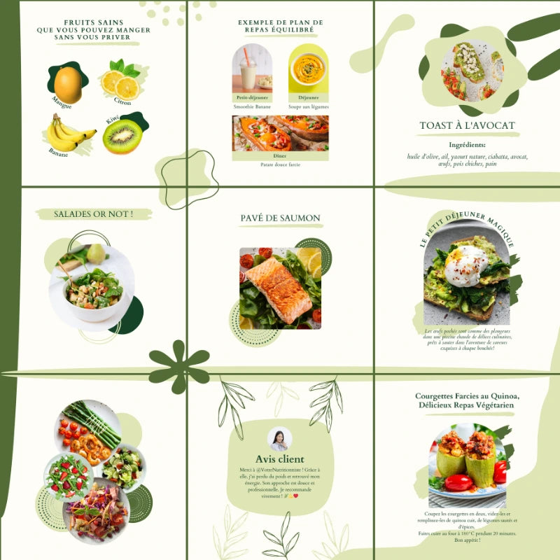 Templates PLR Instagram Nutrition - Feed Puzzle (15 Pièces à Revendre) - Captivateur