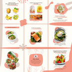 Templates PLR Instagram Nutrition - Feed Puzzle Rose (15 Pièces à Revendre) - Captivateur