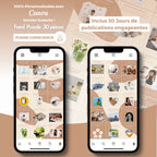 Templates PLR Instagram Pleine Conscience - Feed Puzzle Marron Beige (30 Pièces à Revendre) - Captivateur