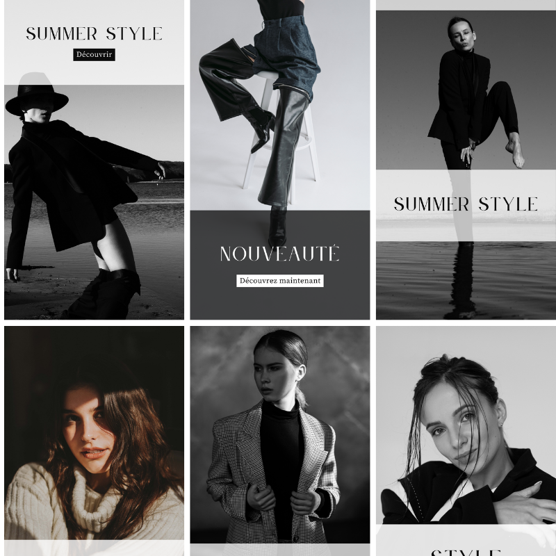 Templates PLR Instagram Story  Mode Noir et Blanc (10 Modèles à Revendre) - Captivateur