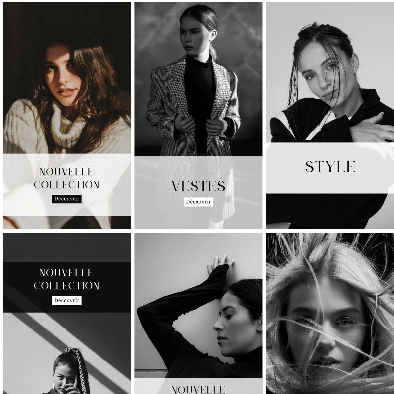 Templates PLR Instagram Story  Mode Noir et Blanc (10 Modèles à Revendre) - Captivateur