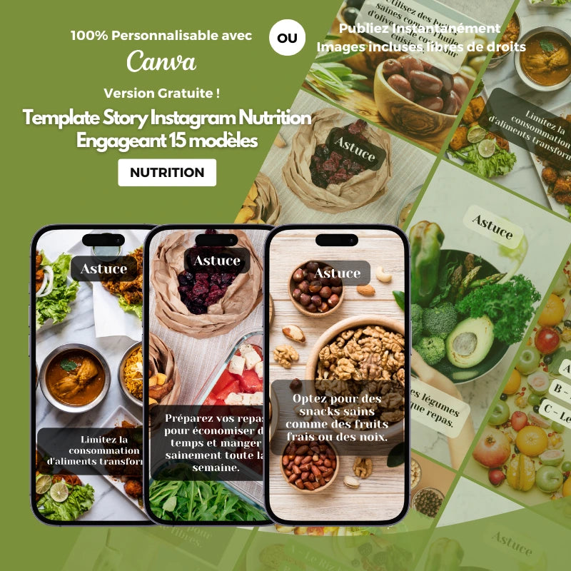 Templates PLR Instagram Story Nutrition (15 Modèles à Revendre) - Captivateur